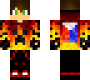fire gamer boy (with green headphones, czech flag on back, and creeper on front)