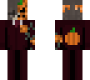 girl in suit + pumpkin mask