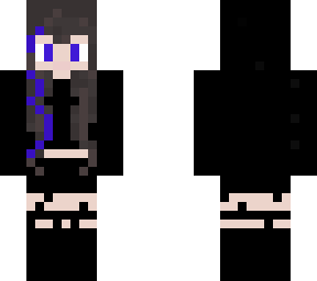 hoodie girl with purple hair streak