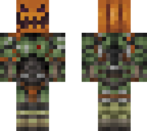 doom guy with pumkin head