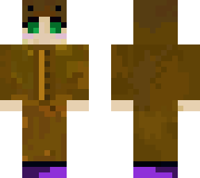 green eyes girl in brown bear onesie