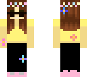 my skin girl yellow shirt with mlg shades and flowers