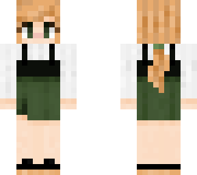girl in green miniskirt with ponytail