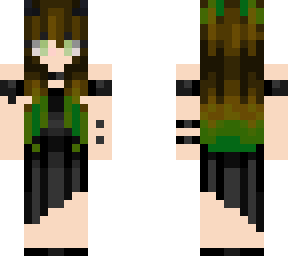 green haired demon girl black wedding dress