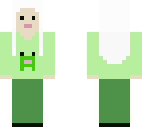 girl in frog jumper with halo and green pants