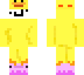 noob with duck onesie and axolotl slippers
