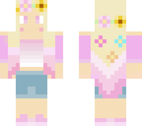 pink blond hair flower girl | Minecraft Skin