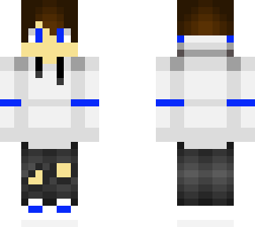boy with white jacket and blue