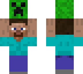 steve holding creeper head