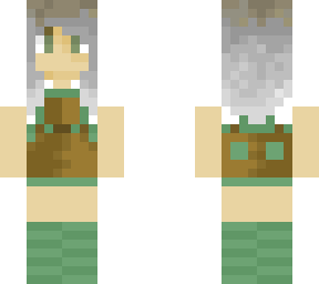 girl with green and brown overalls