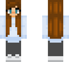 aesthetic girl with brown hair and blue sweater