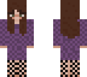 cute girl, brown hair, plum oversized hoodie and fishnet tights.