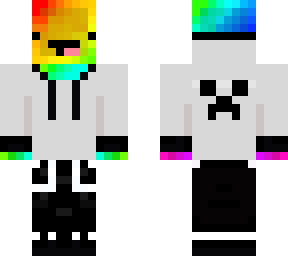 full white hoodie and headphones rainbow derp