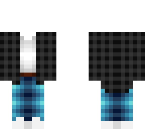 ob - black checkered coat w/ blue jeans