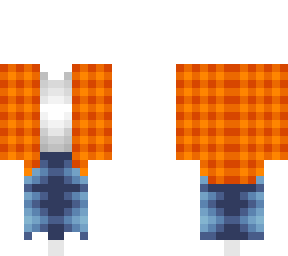 ob - orange checkered top w/ jeans