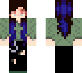 blue-haired green cardigan