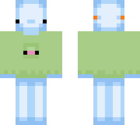 cyan axolotl with a green hoodie (sleeves 1 pixel longer)
