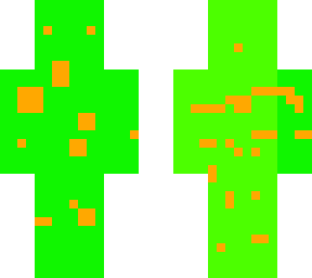 green with orange dots