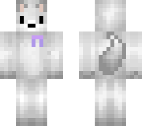 snow fox with lavender ribbon