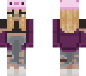 blonde girl with pink axolotl uwu