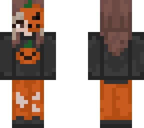 girl halloween skin with pumpkin
