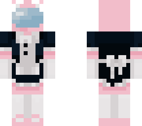 pink among us with black cat girl maid outfit recolor