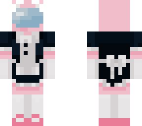 pink cat girl maid among us recolor