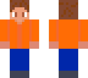complete random orange shirt man