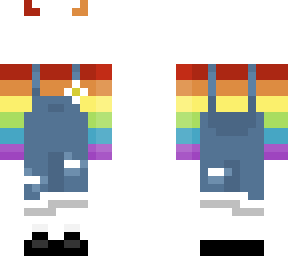 overalls w// ranbow undershirt and horns