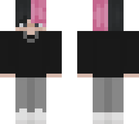 black hoodie pink hair