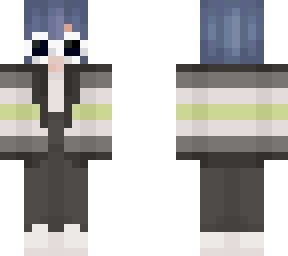 blue haired agender with gogy glasses