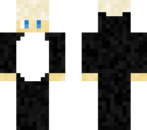 blonde boy in panda suit