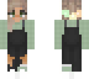 green blonde girl dungarees medium length hair