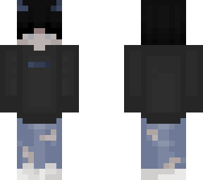 blue horns eboy with ripped jeans