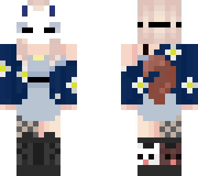 blue jacket&dress&mask