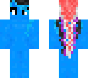 blue humanoid with colourful hair