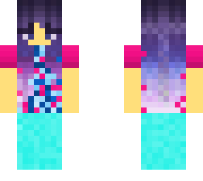 purple girl with a cyan set pants