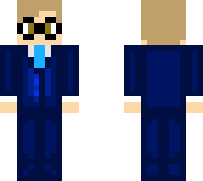 blue suit with glasses