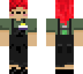 my last skin just with red hair and black overalls