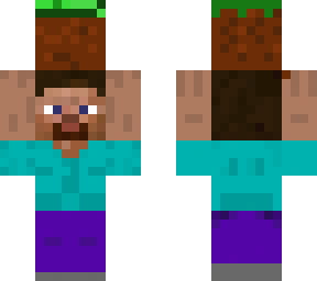 steve holding a grass block (normal skin made by xxfoxbytexx)