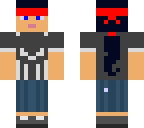 girl with pony tail and skull shirt and bandanna