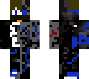 half blue gamer half blue robot
