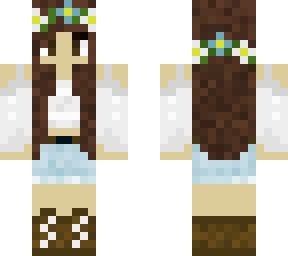 brown hair girl with flower crown