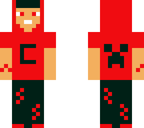 red hoodi with creeper face on back side