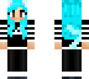 blue hair neko cat girl