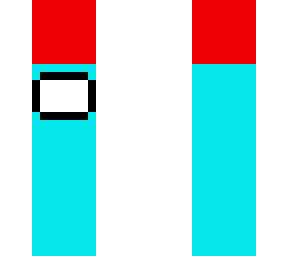 cyan with red beanie