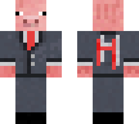 pig in dark grey suit