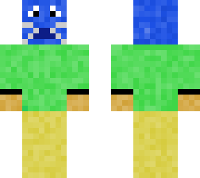 blue cat wearing green t - shirt and yellow pants