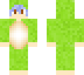 blue haired boy in frog onesie