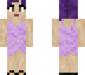 purple hair pink dress
